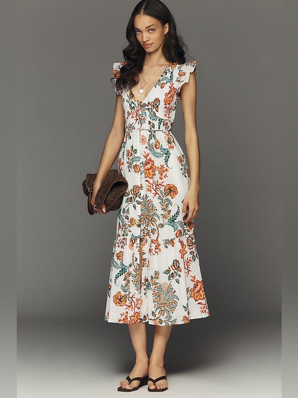 By Anthropologie Peregrine 100% Cotton Midi Dress